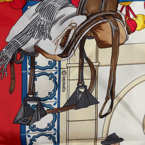 HERMES Carre 90 REAL ESCUELA ANDALUZA DEL ARTE ECUESTRE Scarf Stole Auth Women - Picture 9 of 12